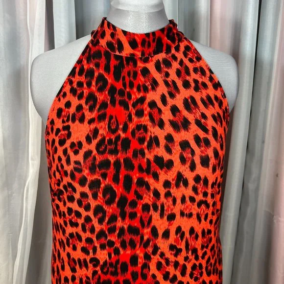 Long Red Leopard Print Dress, XXL - Picture 2 of 10